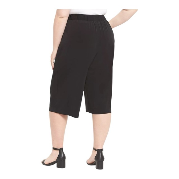 LANE BRYANT Knit Kit Black Wide Leg Crop Pants sz 14/16 Pockets Stretchy Pull On - Picture 8 of 12